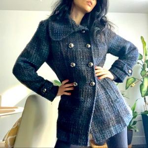 LIKE NEW 40% Wool Tweed Coat with Silver Buttons